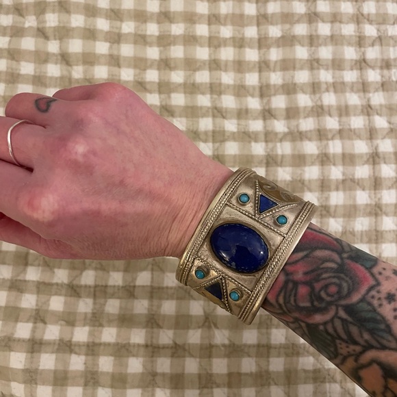 Silver Cuff Bracelet with Blue and Turquoise Accents - Picture 6 of 6